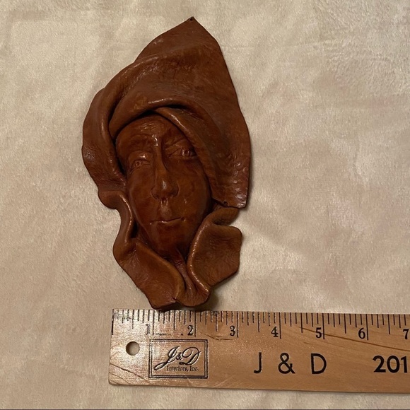 Leather Mask Face Vintage African Tribal Decorative Wall Hanging Art Set of 2 - Picture 12 of 12